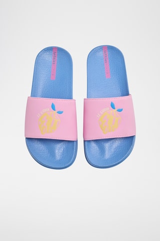 Claquettes - Bleu clair et rose