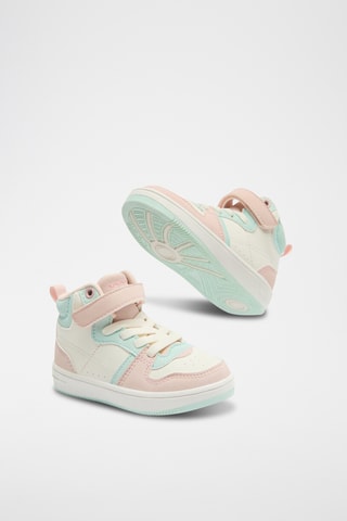 Baskets montantes - Rose poudré et turquoise