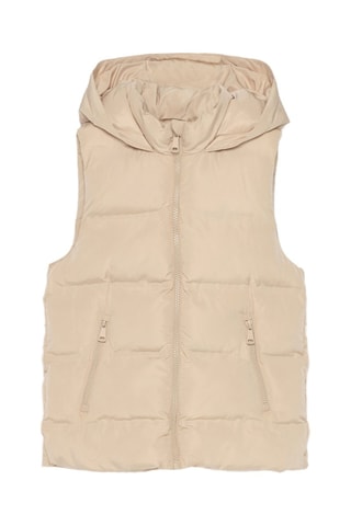 Doudoune sans manches à capuche - Beige