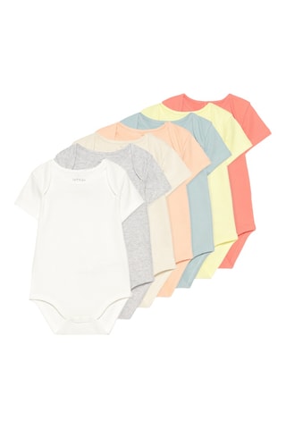 7 bodys - Blanc, gris clair chiné et jaune