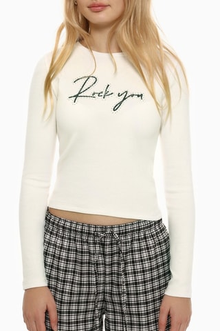 T-shirt - Ecru et vert foncé