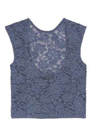 T-shirt cropped en dentelle - Bleu marine