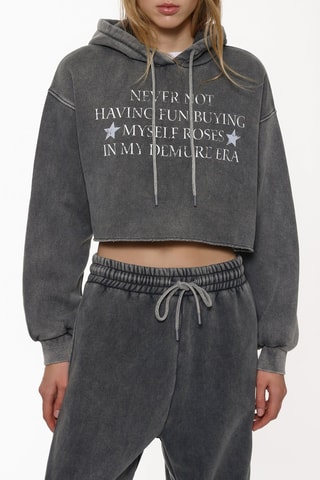 Sweat court à capuche - Gris foncé