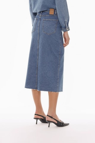 Jupe droite en jean - Bleu cobalt