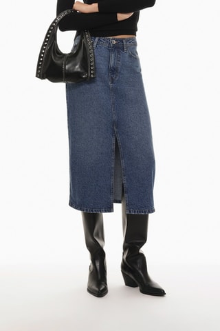 Jupe droite en jean - Bleu marine