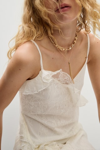 Robe midi en dentelle - Blanc