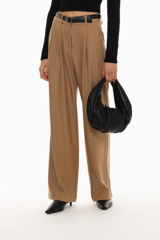 Pantalon wide legs - Marron clair