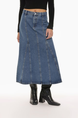 Jupe midi en jean - Bleu