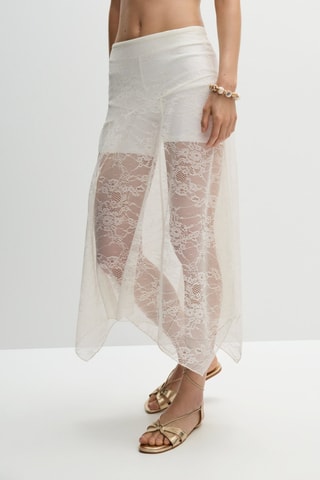 Jupe asymétrique en dentelle - Blanc