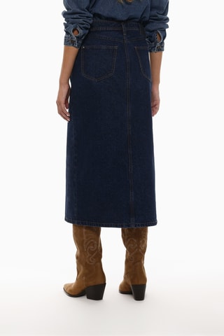 Jupe midi en jean taille haute - Bleu