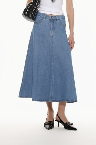 Jupe midi en jean - Bleu