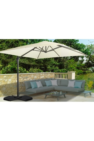 Parasol carré 360° déporté avec housse et pied - 9 m²