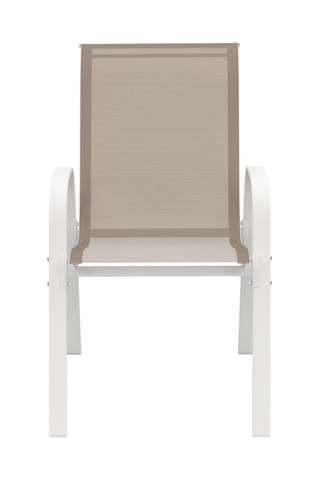 6 chaises de jardin empilables - Beige et blanc