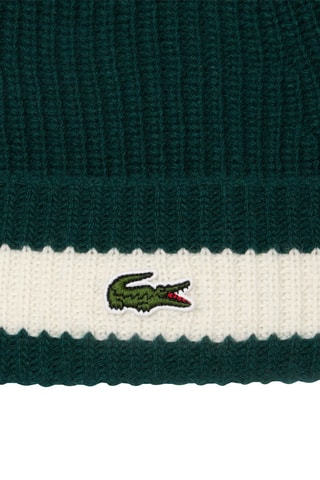 Bonnet en laine - Vert foncé et blanc
