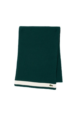 Echarpe en laine - Vert foncé et écru