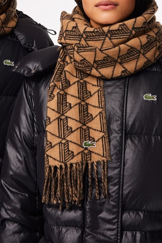 Echarpe réversible en laine - Marron clair et noir