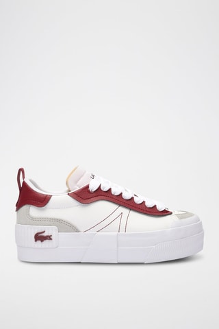 Baskets plateformes en cuir L004 Platform - Blanc et bordeaux