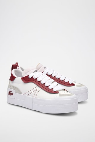 Baskets plateformes en cuir L004 Platform - Blanc et bordeaux