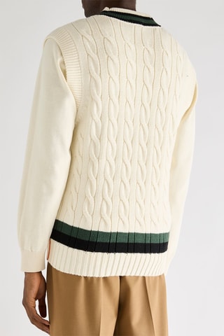 Pull classic fit sans manches en laine - Blanc