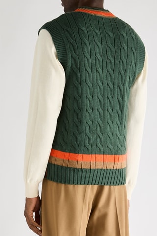 Pull classic fit sans manches en laine - Vert foncé