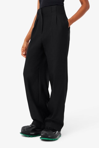 Pantalon straight en laine - Noir