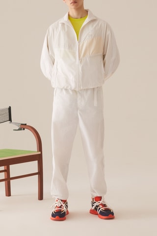 Pantalon de survêtement relaxed - Blanc et beige
