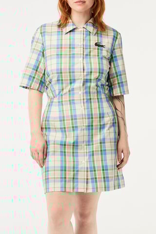 Robe chemise slim - Ecru et ciel