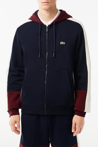 Sweat à capuche en coton biologique - Bleu marine et blanc