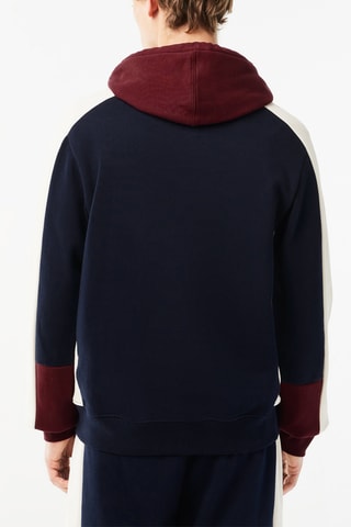 Sweat à capuche en coton biologique - Bleu marine et blanc