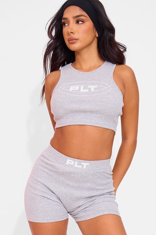 Shorts a vita alta - Grigio chiaro