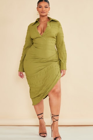 Vestido justo - Verde-azeitona