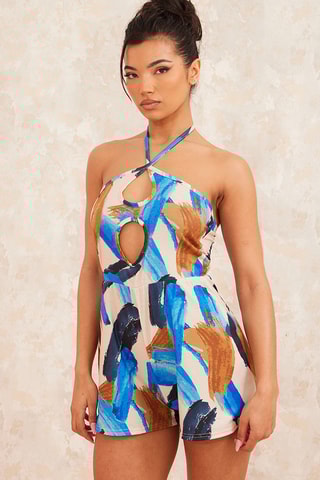 Abito a tubino - Ecrù e azzurro