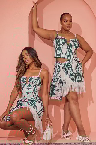 Saia traçada - Verde-escuro e branco