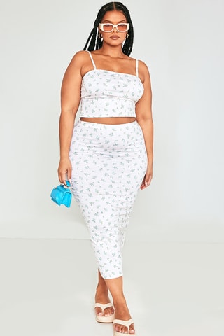 Gonna taglio dritto a vita alta - Bianco e verde chiaro