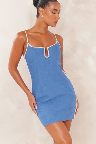 Vestido reto de ganga - Azul