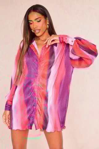 Abito a camicia dip and dye - Rosa