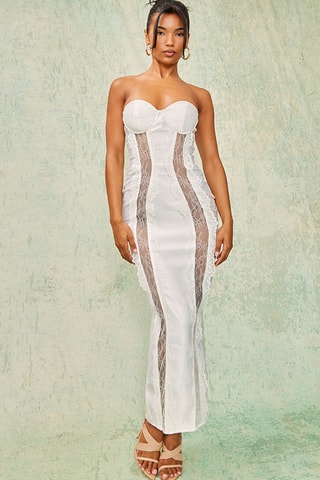 Abito bustier in raso - Bianco