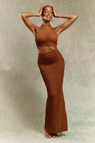 Gonna lunga a vita alta - Marrone