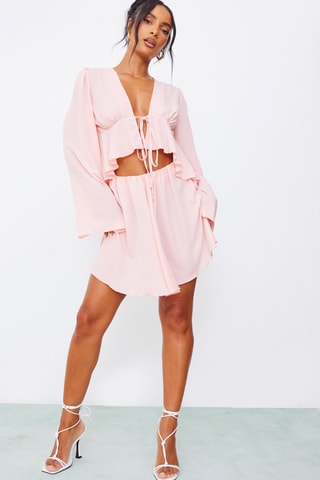 Gonna a campana a vita alta - Rosa cipria