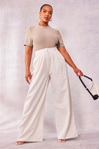 Pantaloni a vita alta - Ecrù