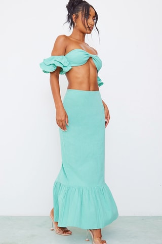 Gonna lunga a vita alta - Verde acqua