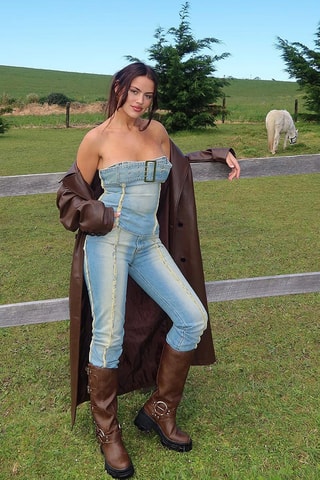 Calças de ganga de corte direito - Azul