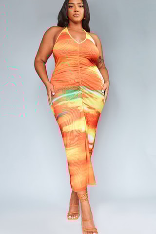 Vestido comprido tie and dye - Vermelho