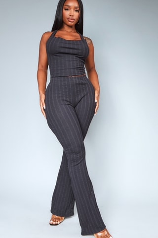 Pantaloni flare a vita alta - Nero