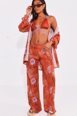 Pantaloni wide legs - Arancione