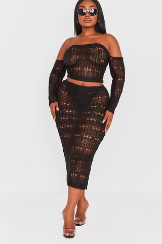 Gonna midi a vita alta - Nero