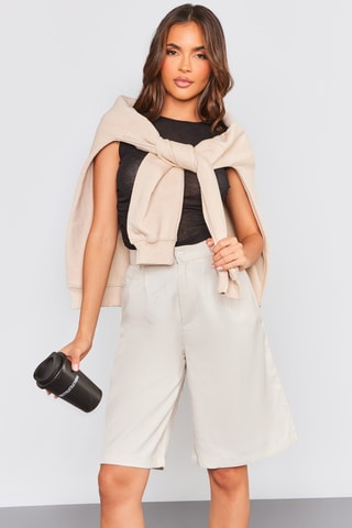 Shorts a vita alta - Beige