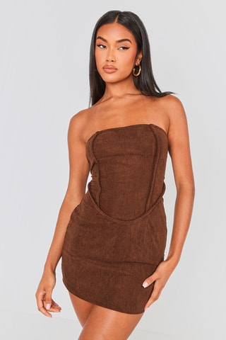 Abito bustier in velluto - Marrone