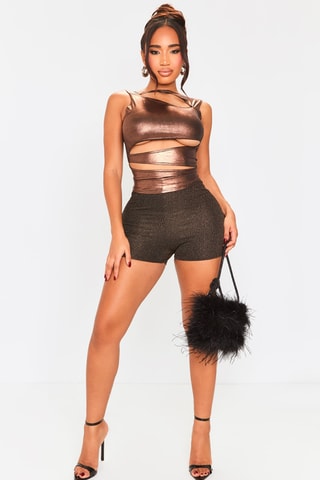 Shorts a vita alta - Dorato