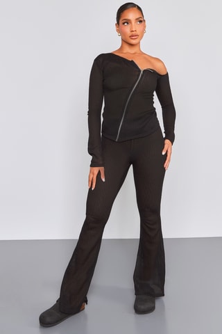 Pantaloni flare a vita alta - Nero